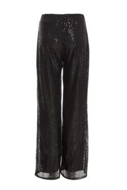 Black Sequin High Waist Palazzo Trousers -Outlet Clothyne Store 00100024443 ZB