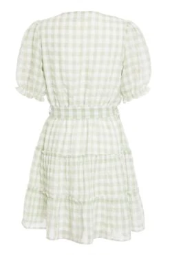 Sage Gingham Wrap Skater Dress -Outlet Clothyne Store 00100029429 ZB