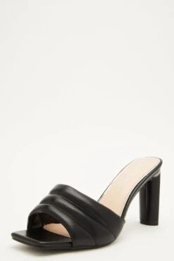 Wide Fit Black Heeled Mule Sandal -Outlet Clothyne Store 00100031751 XB