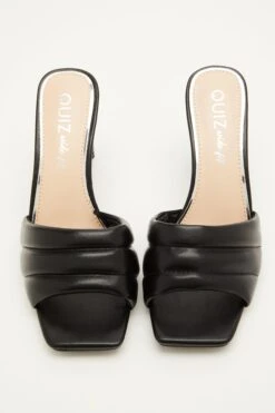 Wide Fit Black Heeled Mule Sandal -Outlet Clothyne Store 00100031751 XS