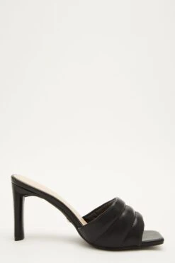 Wide Fit Black Heeled Mule Sandal -Outlet Clothyne Store 00100031751 ZS