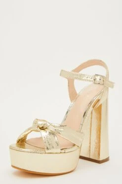 Gold Shimmer Platform Heeled Sandals -Outlet Clothyne Store 00100031758 XB