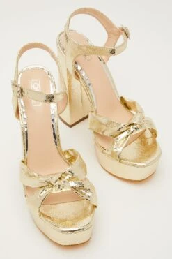 Gold Shimmer Platform Heeled Sandals -Outlet Clothyne Store 00100031758 XS