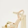Gold Shimmer Platform Heeled Sandals -Outlet Clothyne Store 00100031758 ZM