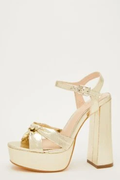 Gold Shimmer Platform Heeled Sandals