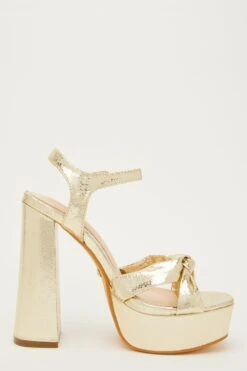 Gold Shimmer Platform Heeled Sandals -Outlet Clothyne Store 00100031758 ZS