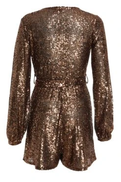 Bronze Sequin Wrap Playsuit -Outlet Clothyne Store 00100031795 ZB