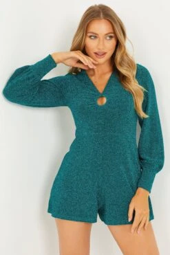 Green Glitter Playsuit -Outlet Clothyne Store 00100032212 XM
