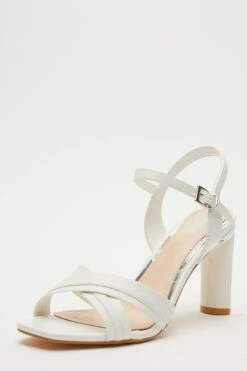 White Cross Strap Heeled Sandals -Outlet Clothyne Store 00100032919 XB