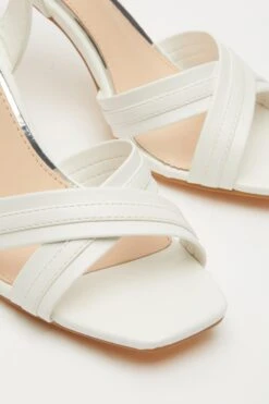 White Cross Strap Heeled Sandals -Outlet Clothyne Store 00100032919 ZB