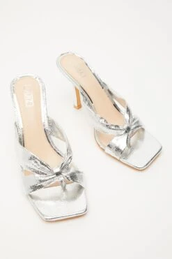 Silver Mule Heeled Sandals -Outlet Clothyne Store 00100032932 XS