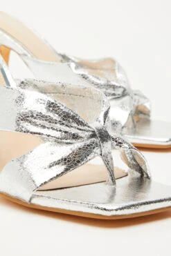 Silver Mule Heeled Sandals -Outlet Clothyne Store 00100032932 ZB