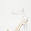 White Clear Ankle Tie Heeled Sandals -Outlet Clothyne Store 00100032940 ZM