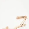 Rose Gold Clear Ankle Tie Low Heeled Sandals -Outlet Clothyne Store 00100032956 ZM