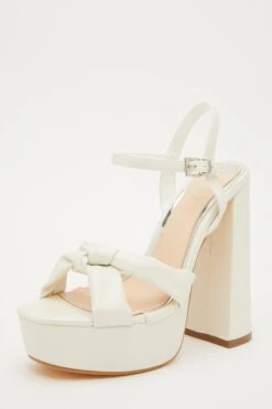 White Platform Knot Heeled Sandals -Outlet Clothyne Store 00100032958 XB