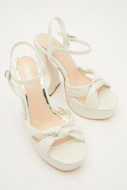 White Platform Knot Heeled Sandals -Outlet Clothyne Store 00100032958 XS