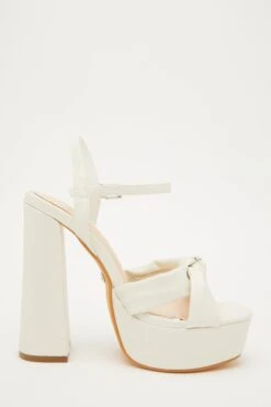 White Platform Knot Heeled Sandals -Outlet Clothyne Store 00100032958 ZS