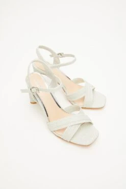 Silver Shimmer Heeled Sandals -Outlet Clothyne Store 00100032974 XS