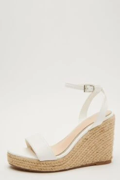 White Woven Wedges
