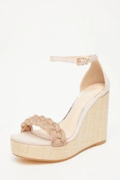 Blush Pink Embellished Pleat Wedges -Outlet Clothyne Store 00100033260 XB