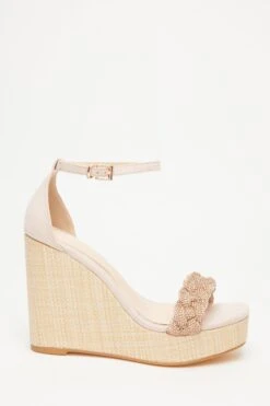 Blush Pink Embellished Pleat Wedges -Outlet Clothyne Store 00100033260 XM