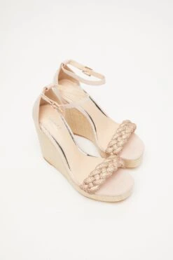 Blush Pink Embellished Pleat Wedges -Outlet Clothyne Store 00100033260 XS