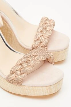 Blush Pink Embellished Pleat Wedges -Outlet Clothyne Store 00100033260 ZB