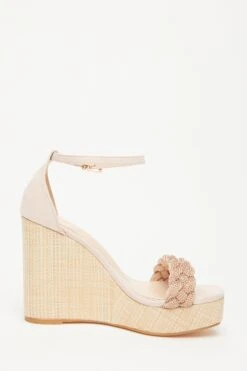 Blush Pink Embellished Pleat Wedges -Outlet Clothyne Store 00100033260 ZS
