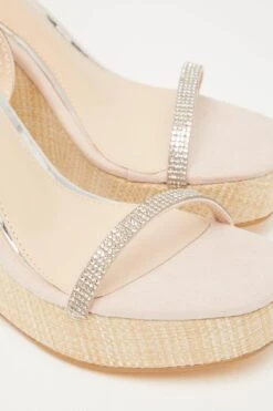 Nude Embellished Strappy Wedges -Outlet Clothyne Store 00100033261 ZB