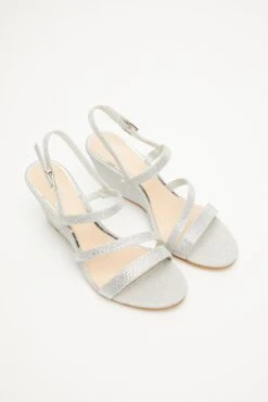 Silver Embellished Strappy Wedges 11 Silver Embellished Strappy Wedges -Outlet Clothyne Store 00100033290 XS