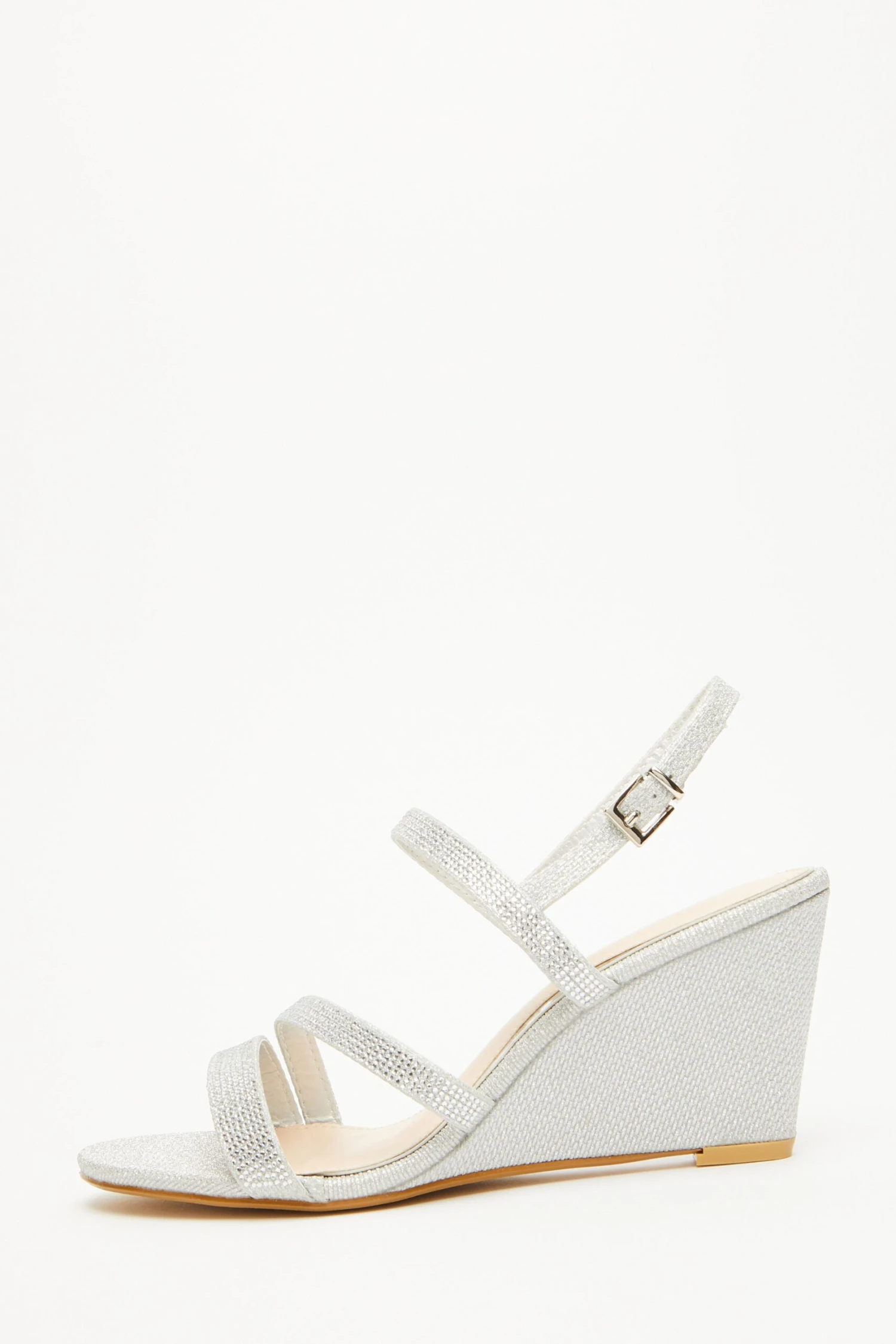 Silver Embellished Strappy Wedges 3 Silver Embellished Strappy Wedges