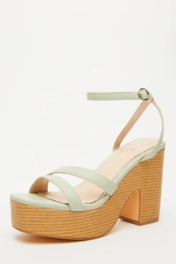 Sage Faux Leather Platform Heeled Sandals -Outlet Clothyne Store 00100033291 XB