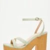 Sage Faux Leather Platform Heeled Sandals
