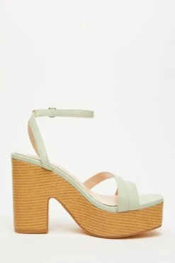 Sage Faux Leather Platform Heeled Sandals -Outlet Clothyne Store 00100033291 ZS