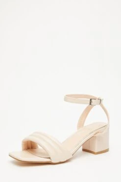 Wide Fit Nude Block Heeled Sandals -Outlet Clothyne Store 00100033308 XB