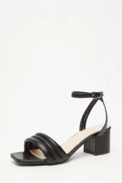 Wide Fit Black Block Heeled Sandals -Outlet Clothyne Store 00100033310 XB