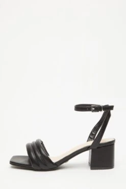Wide Fit Black Block Heeled Sandals