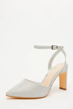 Wide Fit Silver Shimmer Court Heel -Outlet Clothyne Store 00100033319 XB