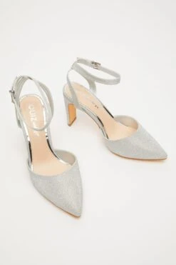 Wide Fit Silver Shimmer Court Heel -Outlet Clothyne Store 00100033319 XS