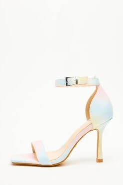 Multicoloured Faux Leather Heeled Sandals