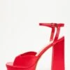 Red Satin Platform Heeled Sandals -Outlet Clothyne Store 00100034501 ZM