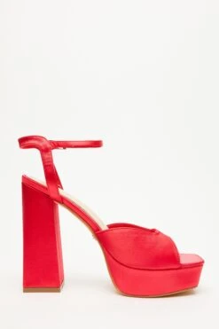 Red Satin Platform Heeled Sandals -Outlet Clothyne Store 00100034501 ZS