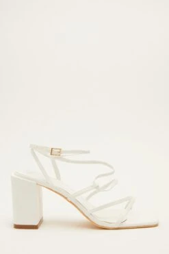White Strappy Block Heeled Sandals -Outlet Clothyne Store 00100034553 XM