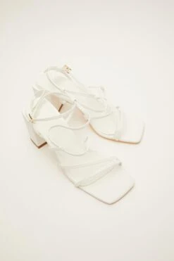 White Strappy Block Heeled Sandals -Outlet Clothyne Store 00100034553 XS
