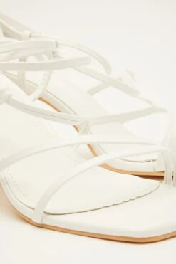 White Strappy Block Heeled Sandals -Outlet Clothyne Store 00100034553 ZB