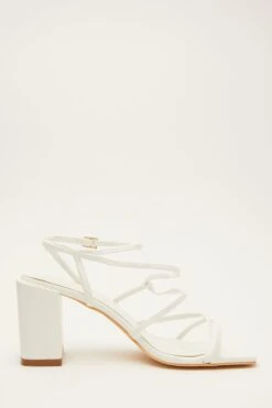 White Strappy Block Heeled Sandals -Outlet Clothyne Store 00100034553 ZS