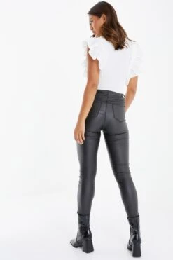 Black Faux Leather Skinny Jeans -Outlet Clothyne Store 00100034777 XB