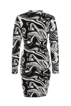 Black Marble Print Mini Jumper Dress -Outlet Clothyne Store 00100034803 ZB