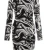 Black Marble Print Mini Jumper Dress -Outlet Clothyne Store 00100034803 ZM
