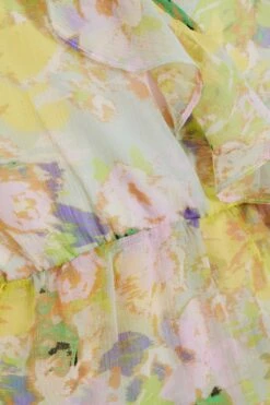 Yellow Floral Chiffon Peplum Top -Outlet Clothyne Store 00100034854 ZS